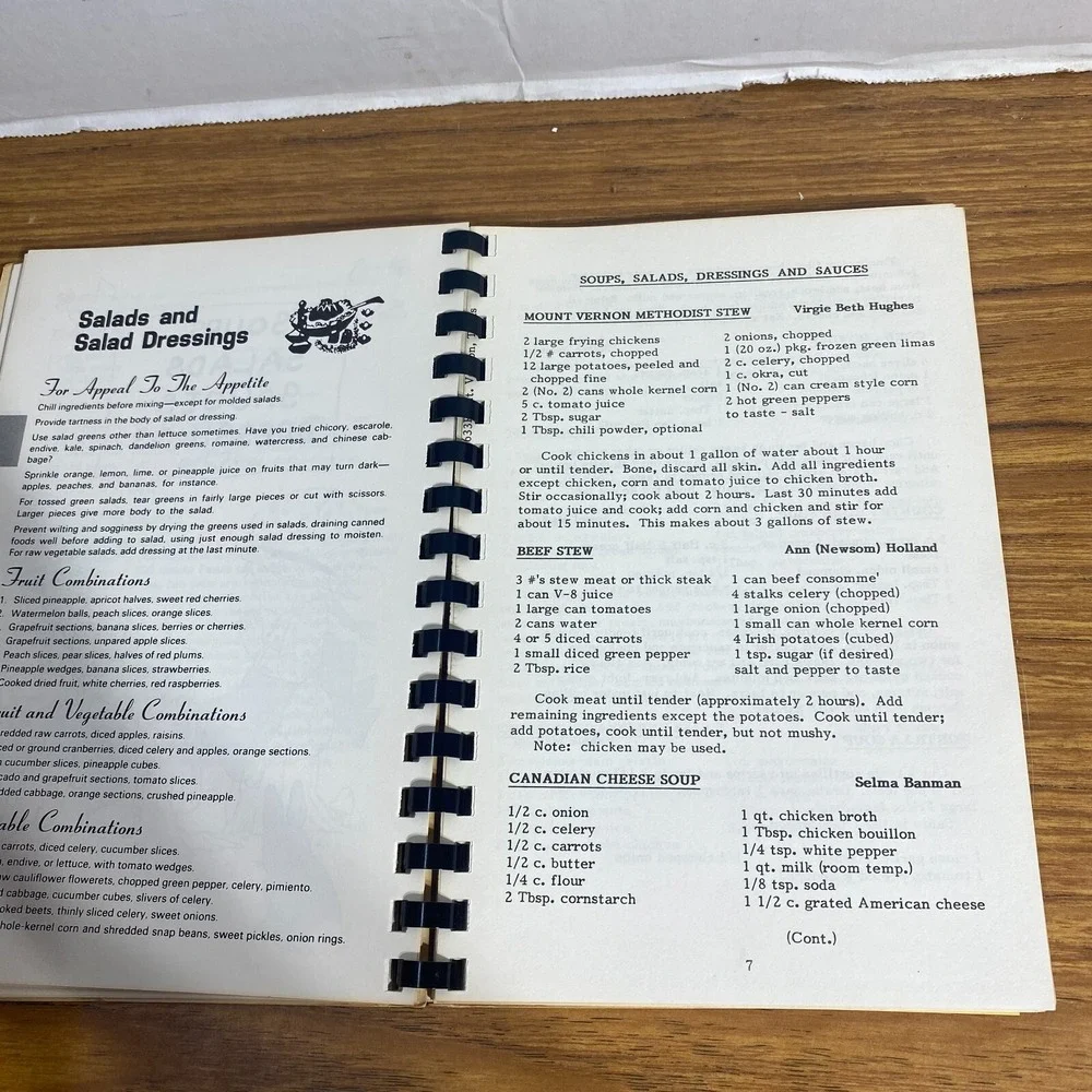 Mount Vernon Texas First United Methodist Church Cookbook VTG Comb Local